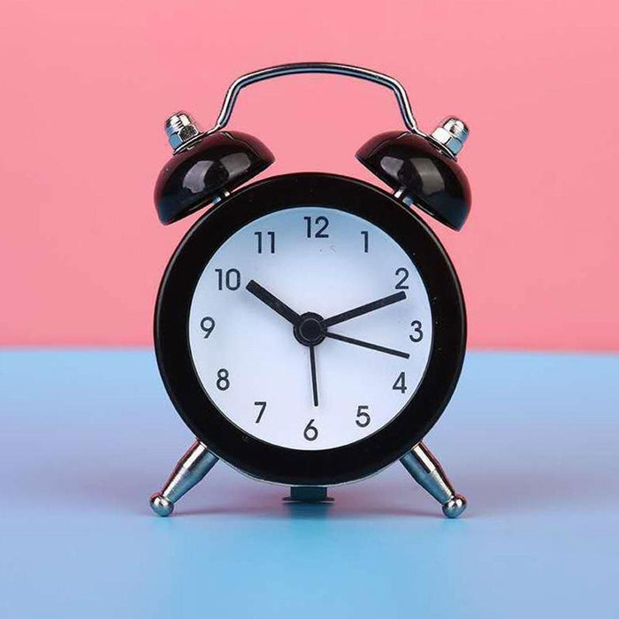 Cute Mini Metal Round Alarm Clock Desk Table Electronic Digital Clock Twin Bell Alarm Clock Metal Frame 3D Dial with Backlight Function Desk Table Clock for Home & Office Bedroom Living Room Alarm Clock Creative Home Decoration