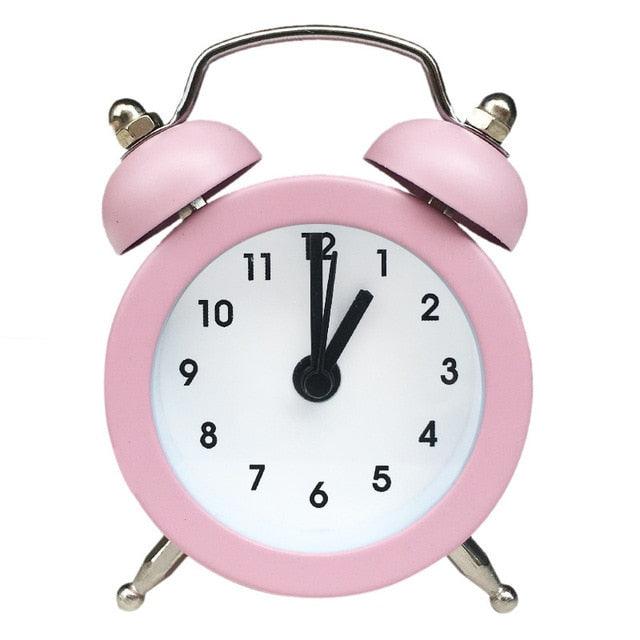 Cute Mini Metal Round Alarm Clock Desk Table Electronic Digital Clock Twin Bell Alarm Clock Metal Frame 3D Dial with Backlight Function Desk Table Clock for Home & Office Bedroom Living Room Alarm Clock Creative Home Decoration