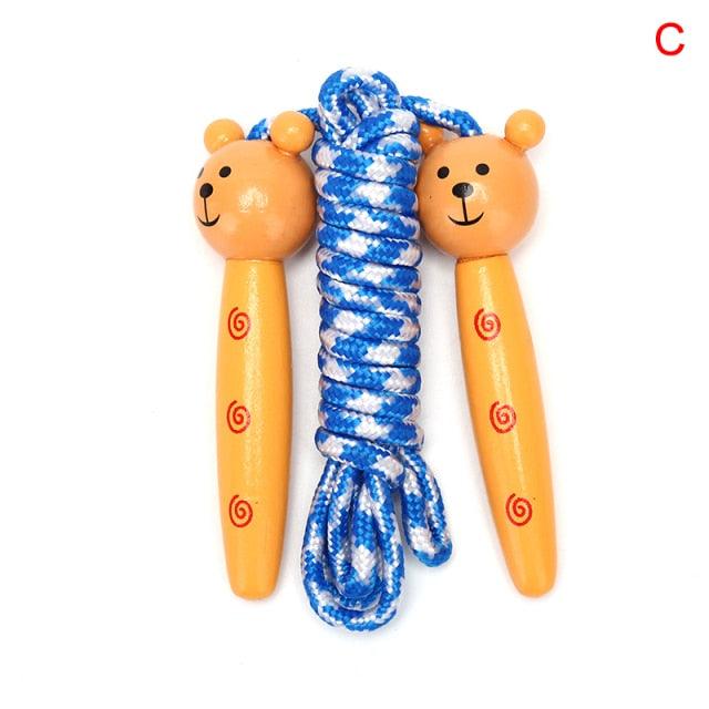 Cute Wood Handle Kids Children Skipping Jump Adjustable Cotton Jump Ropes For Kids Skipping Fitness Rope Wooden Handle Jumping Rope For Children Exercise Workout Activity