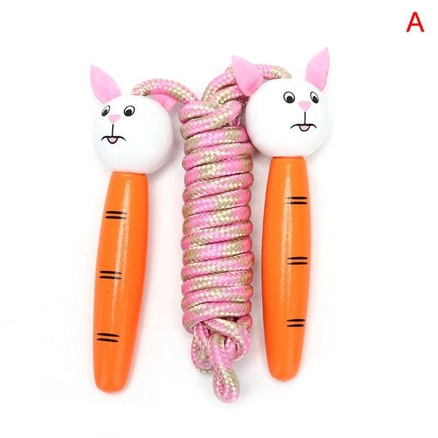 Cute Wood Handle Kids Children Skipping Jump Adjustable Cotton Jump Ropes For Kids Skipping Fitness Rope Wooden Handle Jumping Rope For Children Exercise Workout Activity