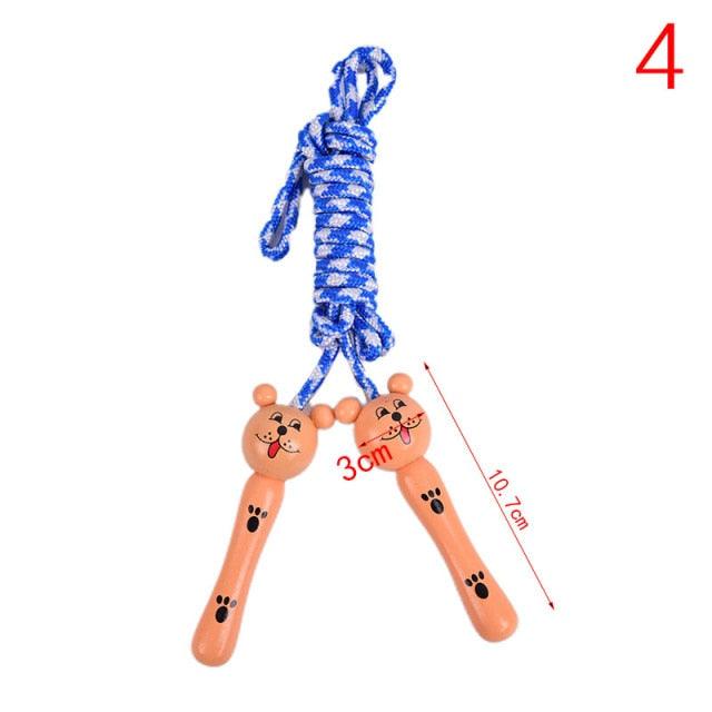 Cute Wood Handle Kids Children Skipping Jump Adjustable Cotton Jump Ropes For Kids Skipping Fitness Rope Wooden Handle Jumping Rope For Children Exercise Workout Activity