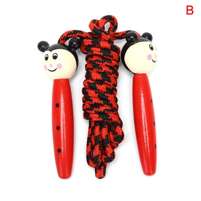 Cute Wood Handle Kids Children Skipping Jump Adjustable Cotton Jump Ropes For Kids Skipping Fitness Rope Wooden Handle Jumping Rope For Children Exercise Workout Activity