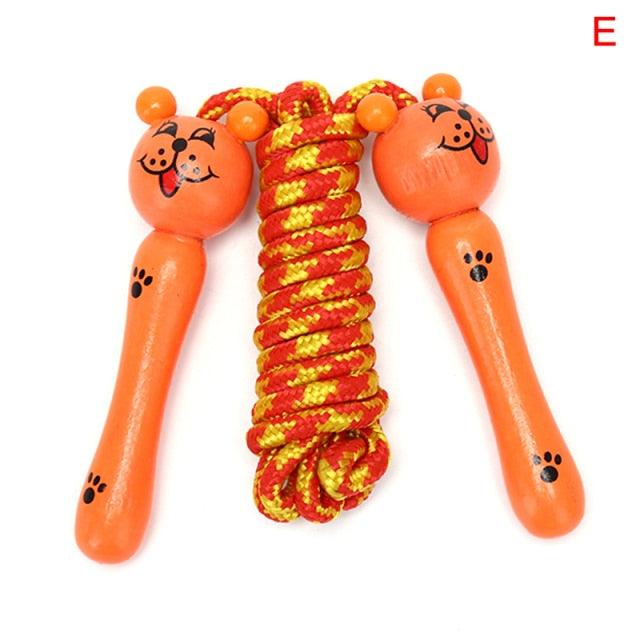 Cute Wood Handle Kids Children Skipping Jump Adjustable Cotton Jump Ropes For Kids Skipping Fitness Rope Wooden Handle Jumping Rope For Children Exercise Workout Activity