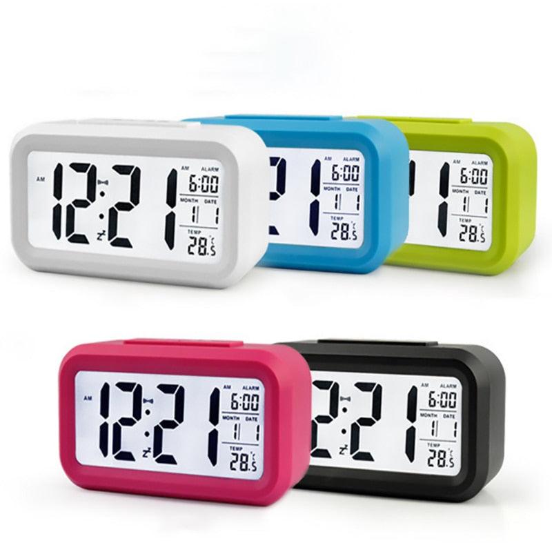 Digital Alarm Clock Voice Alarm Clock Intelligent Smart Timer Creative Students Mute LED Electronic Warning Machinery Gifts Battery Operated LCD Electronic Clock for Bedroom Home Kitchen Office Outdoor