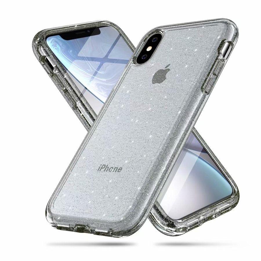 Durable Ultra Hard Shockproof Glitter Transparent Case for iPhone 14 Pro Max 13 12 11 XS XR X 8 7 6 Plus Sparkle Cover Soft Slim Fit All-round Protection Cute Transparent Shiny Star Phone Case for iPhone