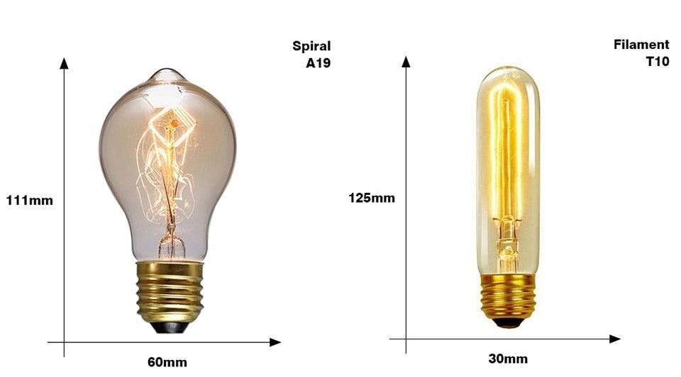 Edison Bulb E27 220V 40W ST64 G80 G95 T10 T45 A19 Retro Ampoule Vintage Incandescent Bulb edison Lamp Filament Light Bulb Decor LED Edison Bulb Dimmable Amber Warm 2700K Antique Vintage Filament Light Bulbs