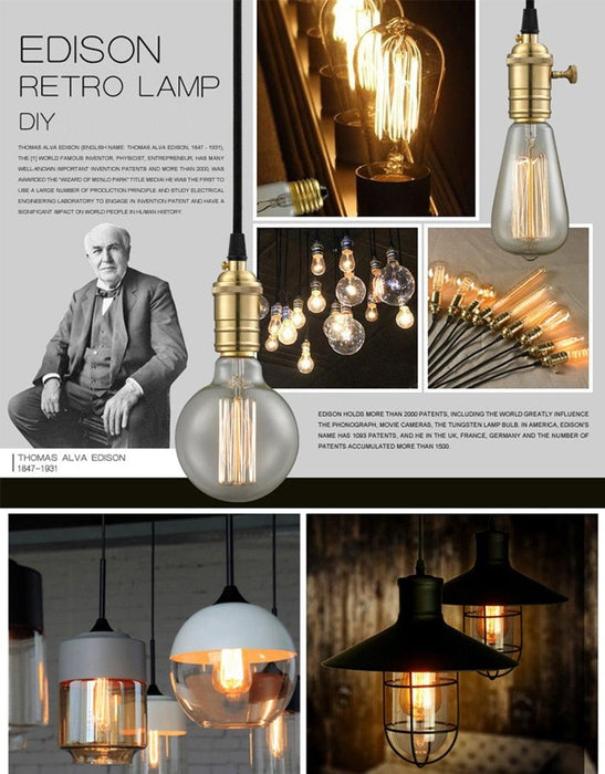 Edison Bulb E27 220V 40W ST64 G80 G95 T10 T45 A19 Retro Ampoule Vintage Incandescent Bulb edison Lamp Filament Light Bulb Decor LED Edison Bulb Dimmable Amber Warm 2700K Antique Vintage Filament Light Bulbs