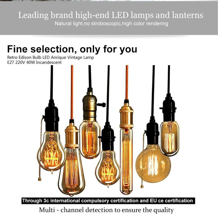 Edison Bulb E27 220V 40W ST64 G80 G95 T10 T45 A19 Retro Ampoule Vintage Incandescent Bulb edison Lamp Filament Light Bulb Decor LED Edison Bulb Dimmable Amber Warm 2700K Antique Vintage Filament Light Bulbs