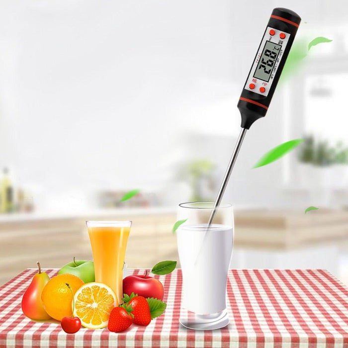 Electronic Digital Kitchen Food Thermometer Stainless Steel Digital Water Thermometer for Liquid Candle Instant Read Waterproof Thermometer For Food Meat Milk Long Probe Water Oil Liquid Bakery Food Temperature Measuring Device