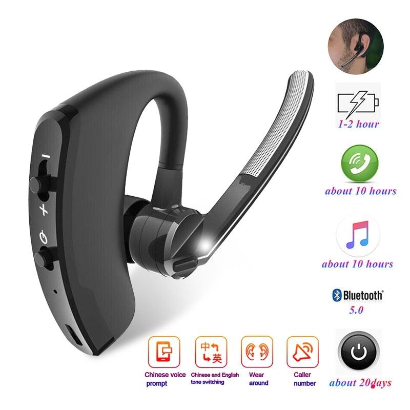 Elegant Black Bluetooth Earphone Wireless Stereo HD Mic HiFi Headphones Bluetooth Comfort Handsfree Driving Headset Ideal Standby Time Single In Ear Headset For Worm Driving