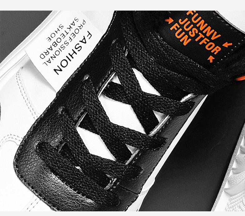 Elegant Sport Men's Sneaker Trend High Top Platform Shoes Spring Vulcanized Shoes Leather Casual Sport Fashion Flat Low Top Sneaker Lace-up Modern Design