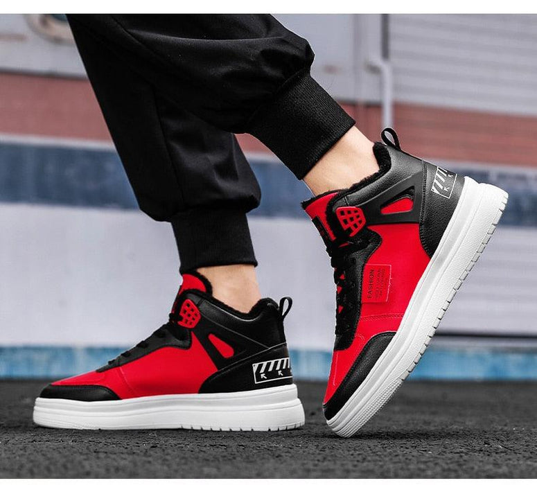 Elegant Sport Men's Sneaker Trend High Top Platform Shoes Spring Vulcanized Shoes Leather Casual Sport Fashion Flat Low Top Sneaker Lace-up Modern Design