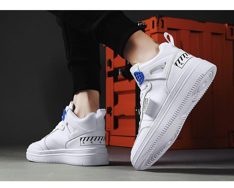 Elegant Sport Men's Sneaker Trend High Top Platform Shoes Spring Vulcanized Shoes Leather Casual Sport Fashion Flat Low Top Sneaker Lace-up Modern Design