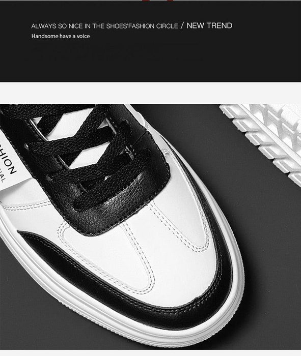 Elegant Sport Men's Sneaker Trend High Top Platform Shoes Spring Vulcanized Shoes Leather Casual Sport Fashion Flat Low Top Sneaker Lace-up Modern Design