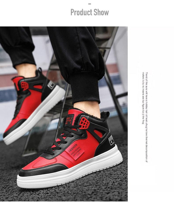 Elegant Sport Men's Sneaker Trend High Top Platform Shoes Spring Vulcanized Shoes Leather Casual Sport Fashion Flat Low Top Sneaker Lace-up Modern Design