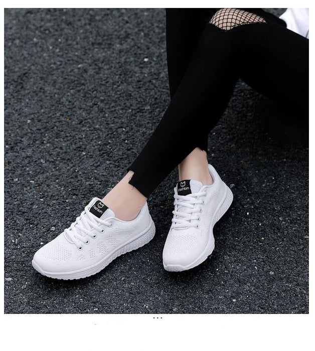 Elegant Sport Womens Sneakers Flats Casual Tennis Shoes Summer Lace-Up Mesh Light Breathable Casual Comfort Non Slip Lightweight Breathable Mesh Athletic Sneakers