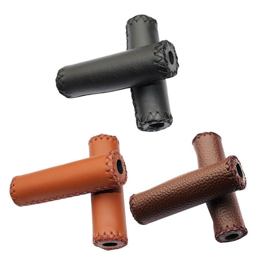 Ergonomic Bike Handle Grips PU Leather Soft Rubber Bicycle Mountain Bike Anti-Slip Handlebar Grips Retro Artificial Leather Handle Grips Cycling Anti Slip Road Mountain Comfortable Bike Handlebar Grips