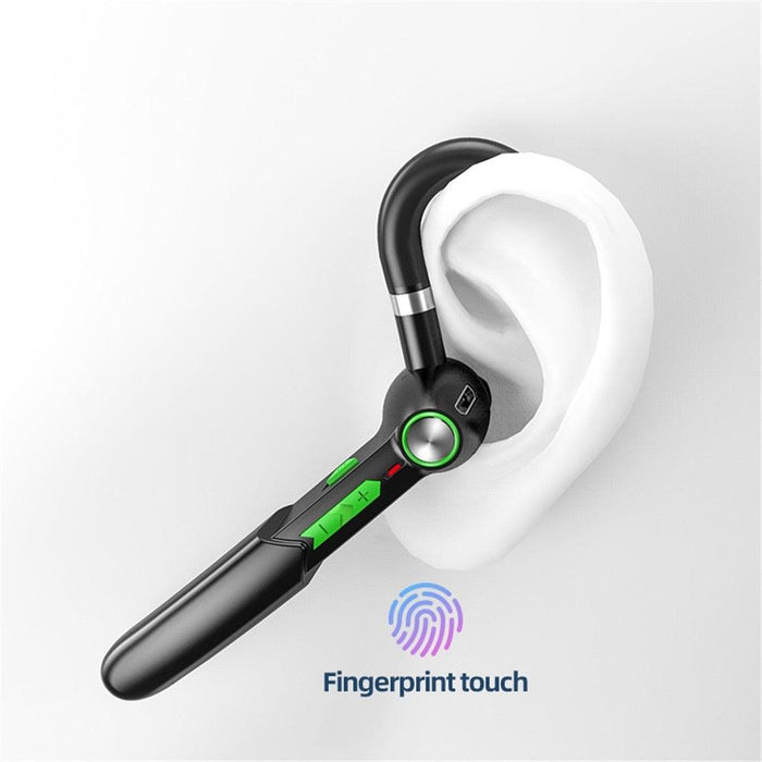 Ergonomic Single Lightweight Bluetooth Earphones Handsfree Wireless Headphones Business Driving Headset Outdoor Sports Volume Control Earphone Fingerprint Design Over Ear Earphone