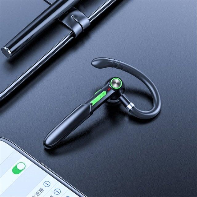 Ergonomic Single Lightweight Bluetooth Earphones Handsfree Wireless Headphones Business Driving Headset Outdoor Sports Volume Control Earphone Fingerprint Design Over Ear Earphone