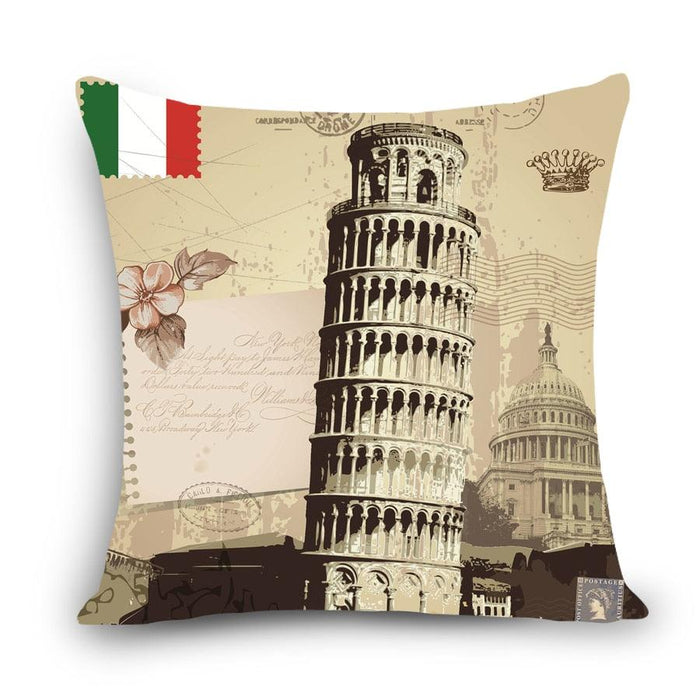 European Style Throw Pillow Covers Red London Street Bus Telephone Booth Big Ben Square Cushion Covers For Home Bed Sofa Throw Pillow Covers Red Bus and Telephone Booth Design Cushion Case Cotton Linen Home Sofa Decor 45X45CM