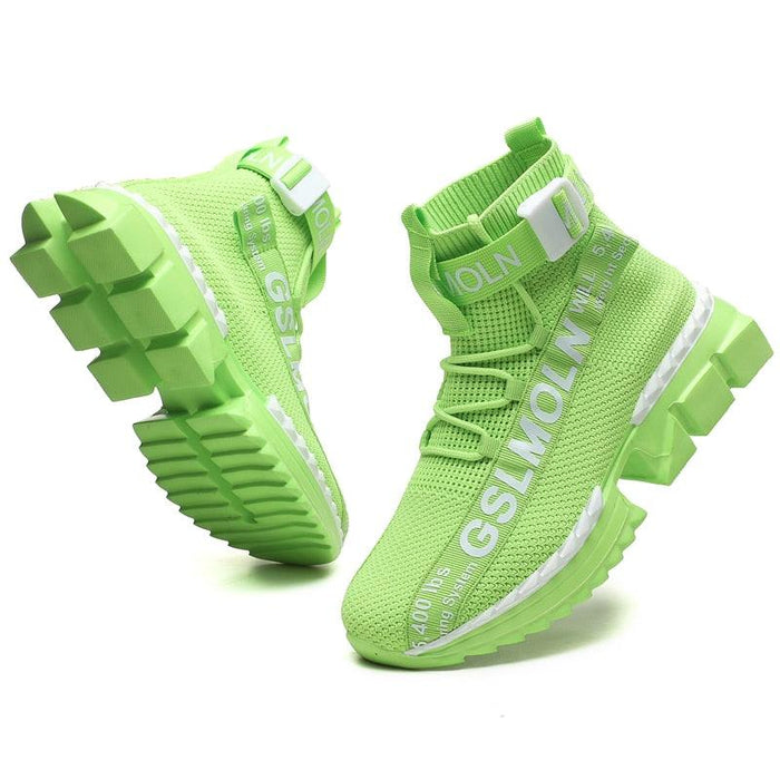 Fashion Flying Woven Sock Mens High Top Sneakers Men Non-slip Shoes Casual Shoes Running Modern Shoes Non Slip Athletic Tennis Walking Type Sneakers Hip Hop Style