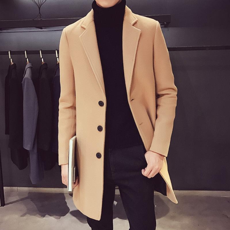 Fashion Men Casual Coat Luxury Business Trench Coat Men's Unique Style Coats Jackets Classic Windproof Simple Overcoat Long Oversized Coat Jacket