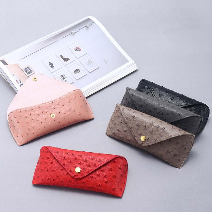 Fashion Pattern Leather Glasses Case Modern Buckle Leather Sunglasses Case Trendy Sunglasses Case Leather Eyeglasses Cases Portable PU Leather Glasses Cases Soft Sunglasses Pouch Cases