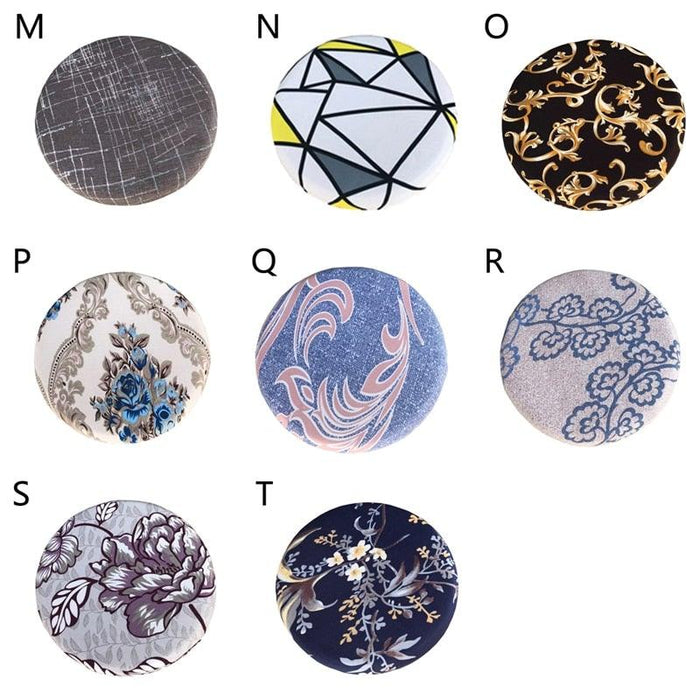 Fashion Printed Round Chair Cover Bar Stool Cover Elastic Stretchy Seat Cover Chair Protector Home Chair Slipcover Stretch Round Bar Stool Covers Washable Stool Cushion Slipcover Elastic Bar Chair Covers