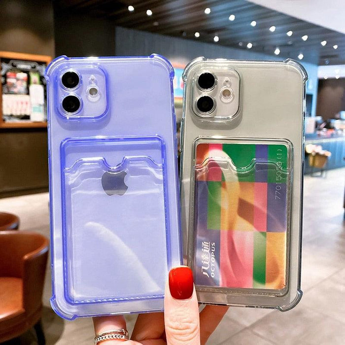 Fashion Sleek Phone Case For Iphone 11 Cases Card Slot Silicon Iphone 13 Pro Max 12 13 Mini Covers Elegant Simple Ultra-thin Back Mobile Phone Case with Card Holder