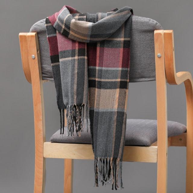 Fashion Winter Casual Classic Soft Plaid Popular Couple Lightweight Tartan Muffler Warm Scarf Cashmere Scarves Shawls Wraps Lightweight Women Warm Lattice Scarves Cashmere Hijab For Women