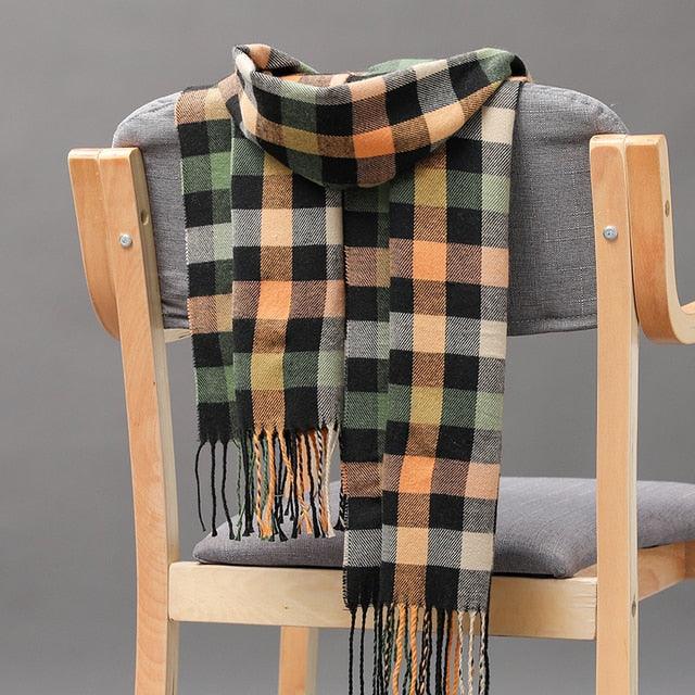 Fashion Winter Casual Classic Soft Plaid Popular Couple Lightweight Tartan Muffler Warm Scarf Cashmere Scarves Shawls Wraps Lightweight Women Warm Lattice Scarves Cashmere Hijab For Women