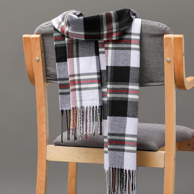 Fashion Winter Casual Classic Soft Plaid Popular Couple Lightweight Tartan Muffler Warm Scarf Cashmere Scarves Shawls Wraps Lightweight Women Warm Lattice Scarves Cashmere Hijab For Women