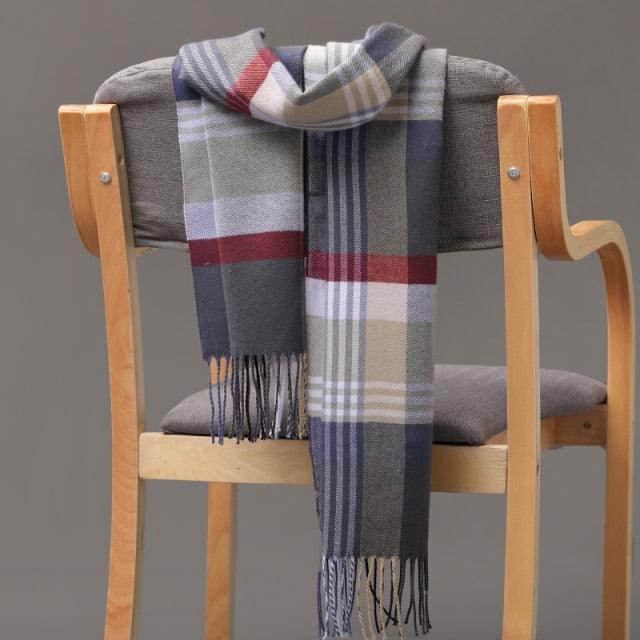 Fashion Winter Casual Classic Soft Plaid Popular Couple Lightweight Tartan Muffler Warm Scarf Cashmere Scarves Shawls Wraps Lightweight Women Warm Lattice Scarves Cashmere Hijab For Women