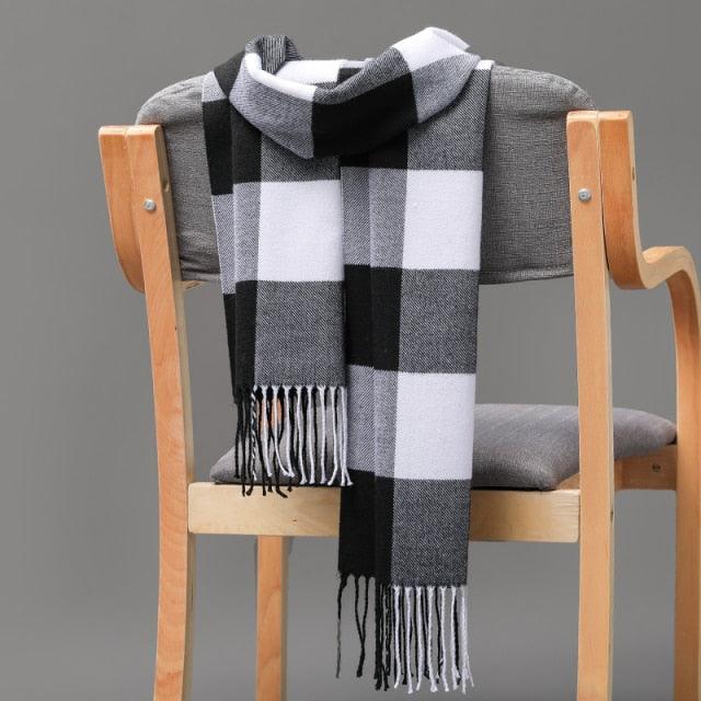 Fashion Winter Casual Classic Soft Plaid Popular Couple Lightweight Tartan Muffler Warm Scarf Cashmere Scarves Shawls Wraps Lightweight Women Warm Lattice Scarves Cashmere Hijab For Women