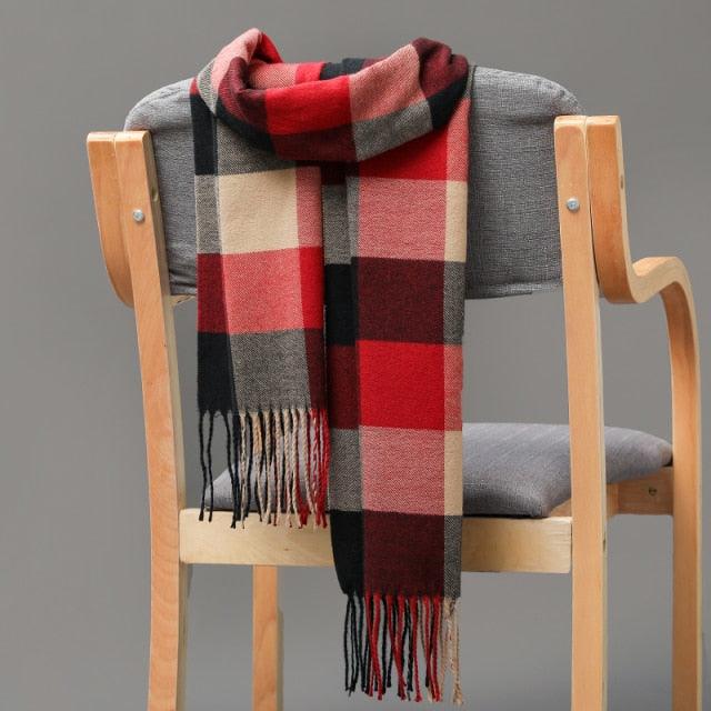 Fashion Winter Casual Classic Soft Plaid Popular Couple Lightweight Tartan Muffler Warm Scarf Cashmere Scarves Shawls Wraps Lightweight Women Warm Lattice Scarves Cashmere Hijab For Women