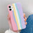 Fashionable Rainbow Silicone Luxury Case For iPhone 11 12 13 14 Pro Max XR X XS 7 8 Plus Mini Soft Shockproof Cover Creative Cute Rainbow Pink Stripe Line Soft Silicone Case