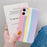 Fashionable Rainbow Silicone Luxury Case For iPhone 11 12 13 14 Pro Max XR X XS 7 8 Plus Mini Soft Shockproof Cover Creative Cute Rainbow Pink Stripe Line Soft Silicone Case