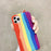 Fashionable Rainbow Silicone Luxury Case For iPhone 11 12 13 14 Pro Max XR X XS 7 8 Plus Mini Soft Shockproof Cover Creative Cute Rainbow Pink Stripe Line Soft Silicone Case