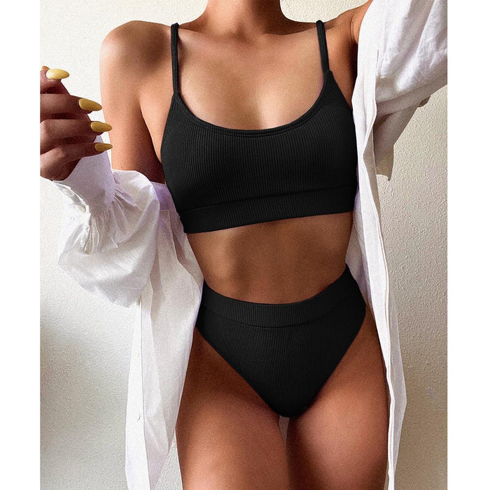 Female Push Up Swimsuit Modern Swimwear For Women Bikinis High Waist Bikini Set Solid Bikini 2 Piece Swimsuit Bathing Suits Women Bathing Suit High Waist Bikini Set Sport Wear Swimming Suit Bikini