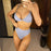 Female Swimsuit High Waist Bikini Women High Waist Swimsuits Triangle Bathing Suit V Neck Two Piece Bikini Sets Women Swimwear Two-pieces Bikini Set Ribbed Bather Bathing Suit Swim