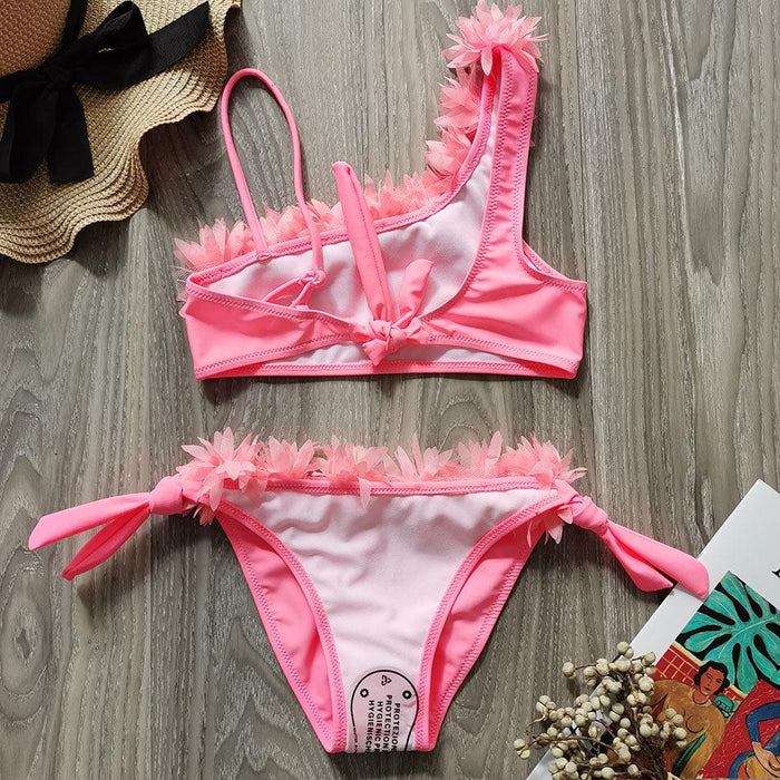 Flower Girl Swimsuit Ruffle Women Swimwear Kids Children Toddler Bikini Bathing Suit Beachwear Sets Kids Two Piece Children's Swimwear Toddler Girl Bikini Little Girls Cute Princess Pink Bathing Suit Summer Beachwear