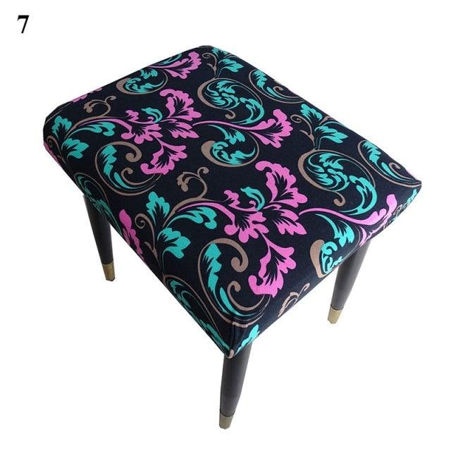 Flower Printed Seat Protector Square Stool Chair Cover Removable Dustproof Elastic Stool Covers For Bedroom Kitchen Square Stool Stool Covers Breathable Chair Seat Slipcover Barstool Cover for Rectangle Stools