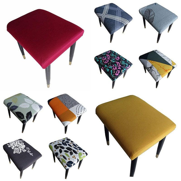 Flower Printed Seat Protector Square Stool Chair Cover Removable Dustproof Elastic Stool Covers For Bedroom Kitchen Square Stool Stool Covers Breathable Chair Seat Slipcover Barstool Cover for Rectangle Stools