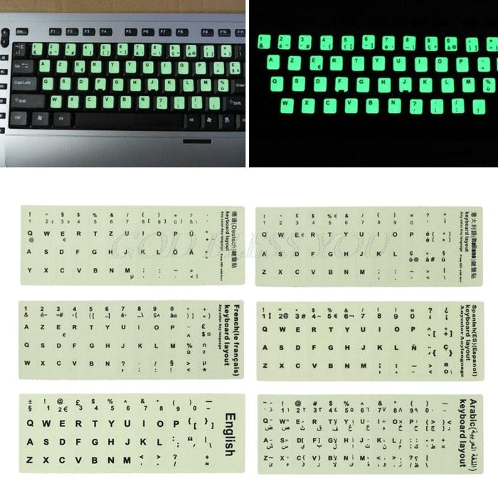 Fluorescent Keyboard Stickers Different Optional Language Luminous Waterproof Keyboard Protective Film Gaming Laptop Keyboard Skin Protector For Gaming Lovers