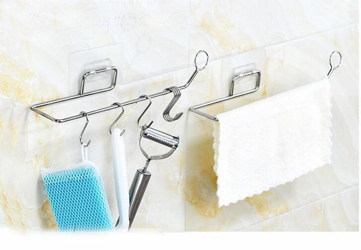 Free Kitchen Roll Paper Accessory Wall Mount Toilet Paper Holder Stainless Steel Bathroom Tissue Towel Accessories Rack Holders Toilet Paper Holder No Drilling Toilet Roll Holder Stand for Home Bathroom Washroom Kitchen