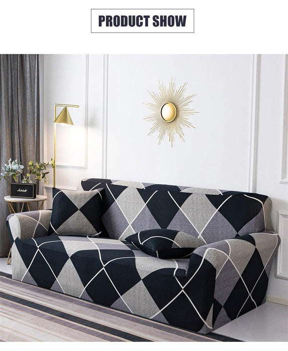 Geometric Sofa Covers Stretch Plaid Sofa Slipcovers for Living Room Elastic Sofa Cover Couch Armchair Cover Towel 1 2 3 4 Seater Slipcover For Sofas Loveseat Armchair Living Room Universal Furniture