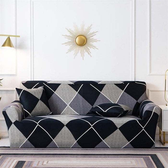 Geometric Sofa Covers Stretch Plaid Sofa Slipcovers for Living Room Elastic Sofa Cover Couch Armchair Cover Towel 1 2 3 4 Seater Slipcover For Sofas Loveseat Armchair Living Room Universal Furniture