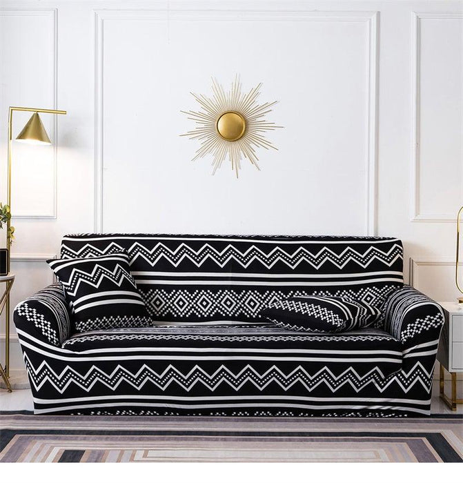 Geometric Sofa Covers Stretch Plaid Sofa Slipcovers for Living Room Elastic Sofa Cover Couch Armchair Cover Towel 1 2 3 4 Seater Slipcover For Sofas Loveseat Armchair Living Room Universal Furniture