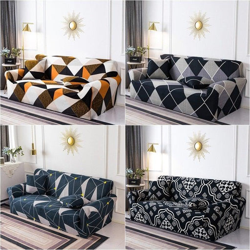 Geometric Sofa Covers Stretch Plaid Sofa Slipcovers for Living Room Elastic Sofa Cover Couch Armchair Cover Towel 1 2 3 4 Seater Slipcover For Sofas Loveseat Armchair Living Room Universal Furniture