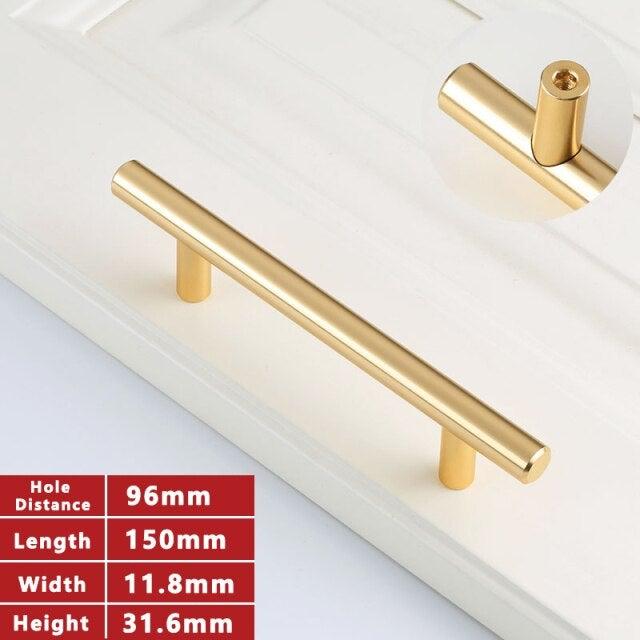 Gold Kitchen Door T Bar Straight Cupboard Handle Knobs Cabinet Pull Aluminum Alloy Handles Furniture Handle T Bar Handles for Kitchen Cabinets Door Brushed Brass Drawer Pulls Knobs Stainless Steel Furniture Hardware